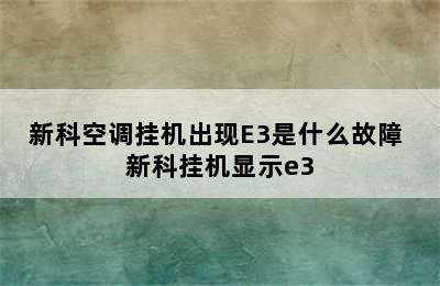 新科空调挂机出现E3是什么故障 新科挂机显示e3